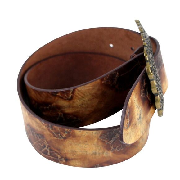 Olga Santini TOOLED BROWN GENUINE LEATHER 1 3/4"Wd DRESS CASUAL BELT Sz S (6M - Picture 5 of 14